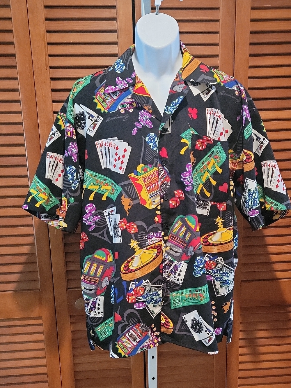ANDRADE MEN'S NOVELTY "VEGAS THEME" SHORT SLEEVE VINTAGE STYLE SHIRT